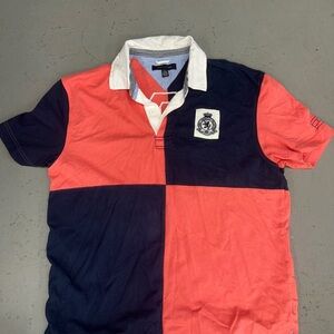 Tommy Hilfiger Red and Blue Polo Shirt Classic Style